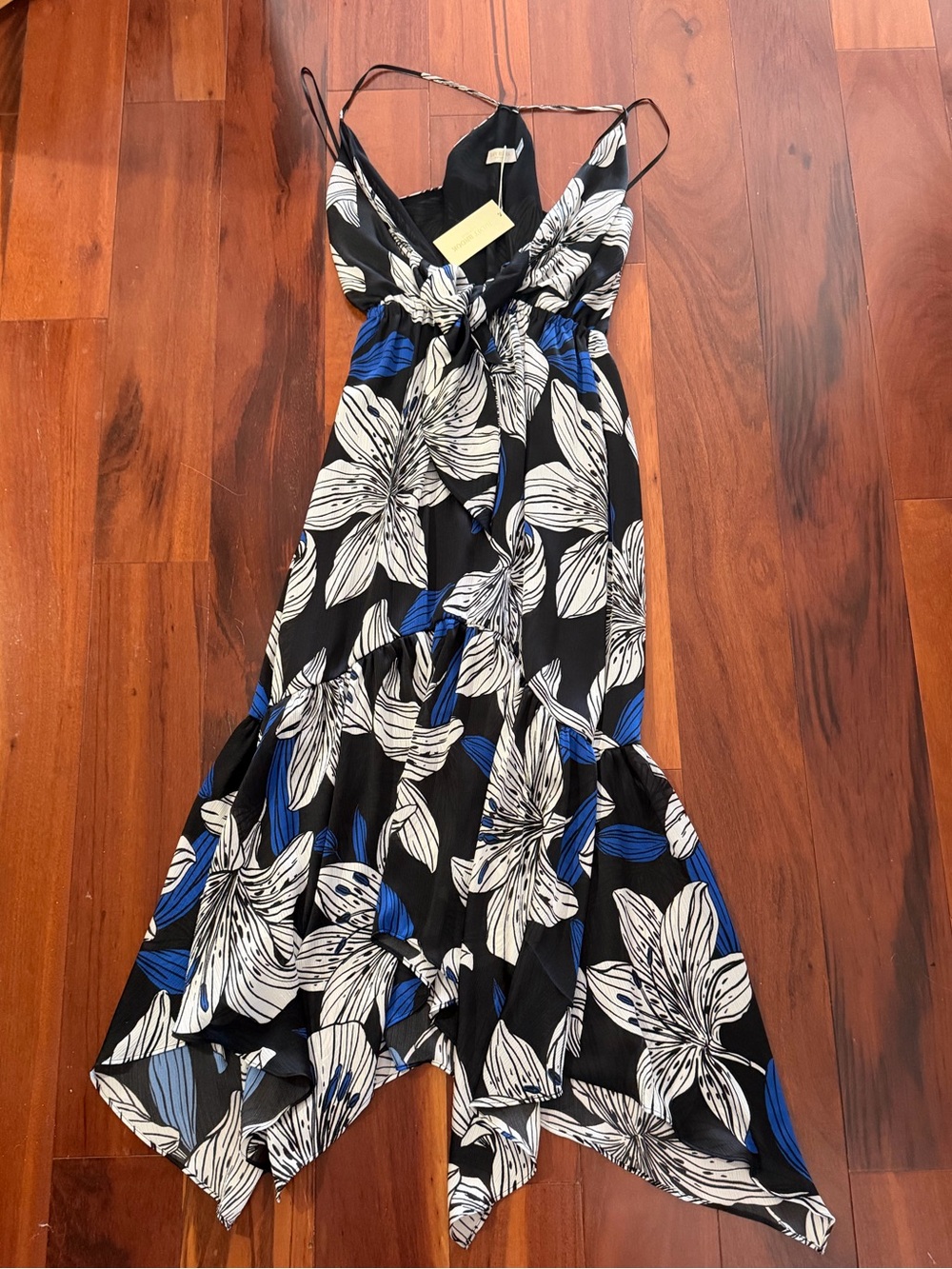 Ramy Brook Black Maxi Dress with White Floral Print